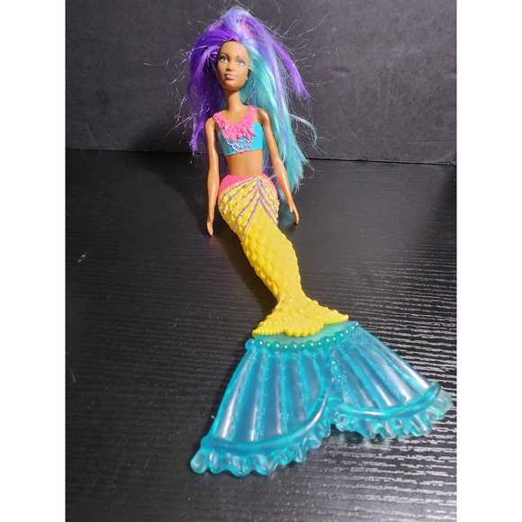 Barbie Other - Barbie Mermaid Doll 2019 Purple Teal Hair Yellow Blue‎ Tail